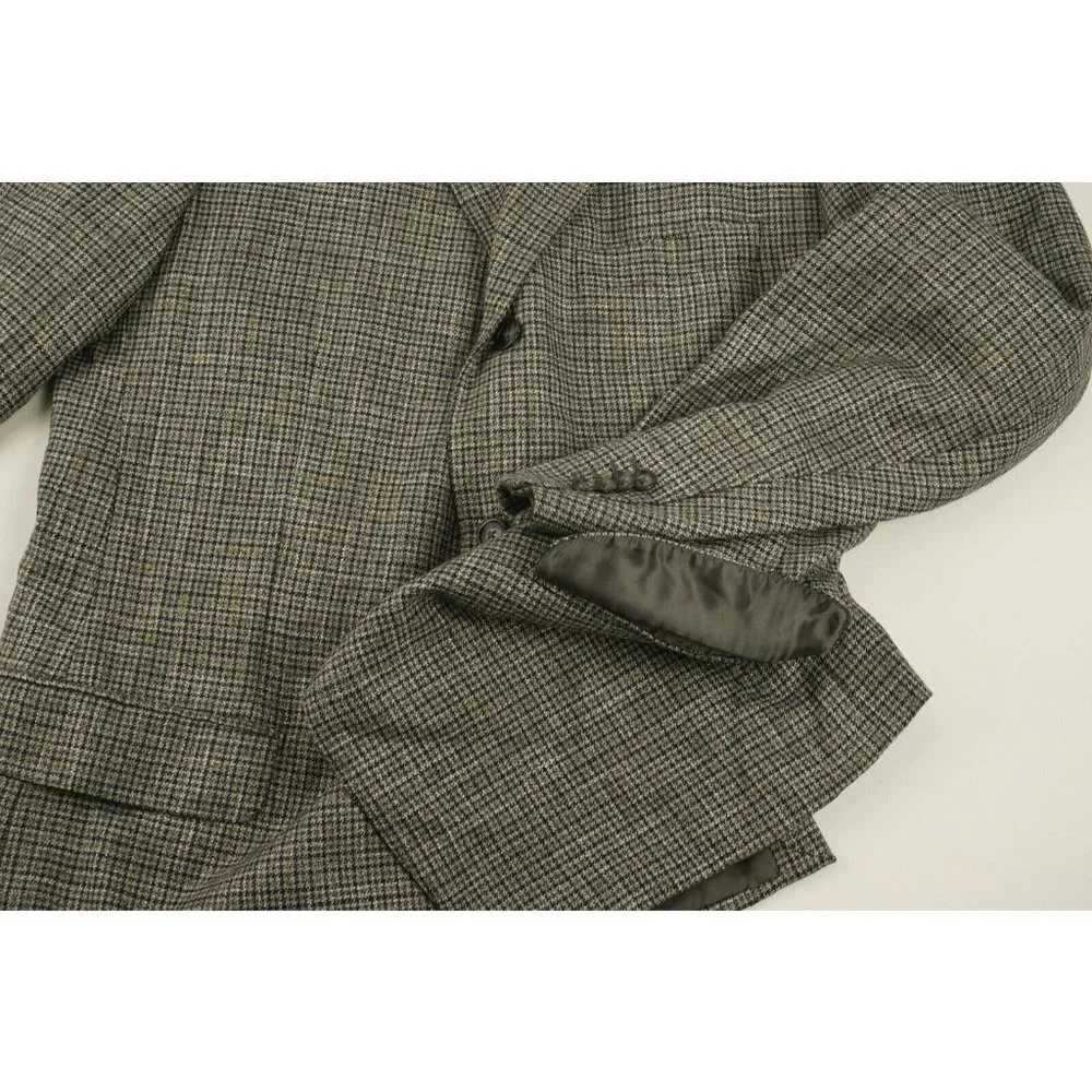 Corneliani Leader Men's 44R Gray Black‎ Tan Check Knit Wool 3 Button Sport Coat